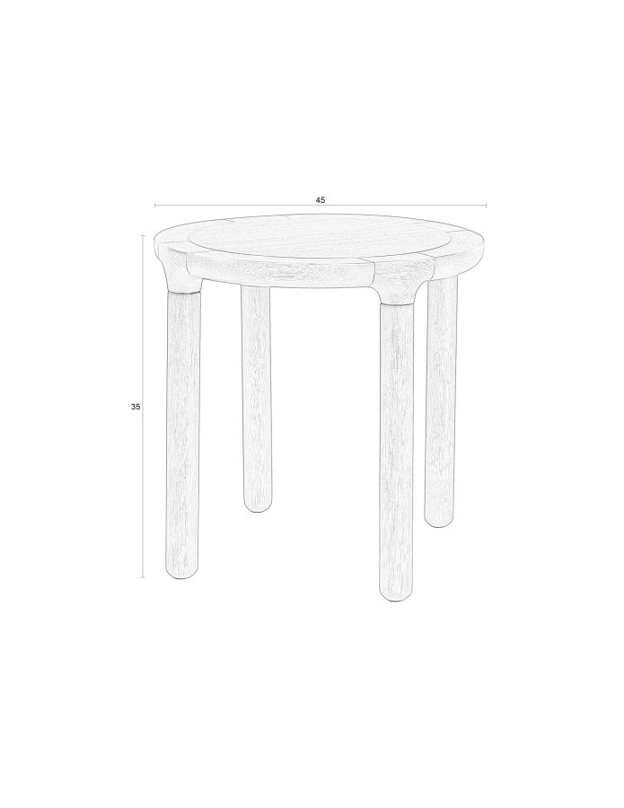 ZUIVER Storm sidebord, rundt - valnttfarget eikefiner og asketre (45)