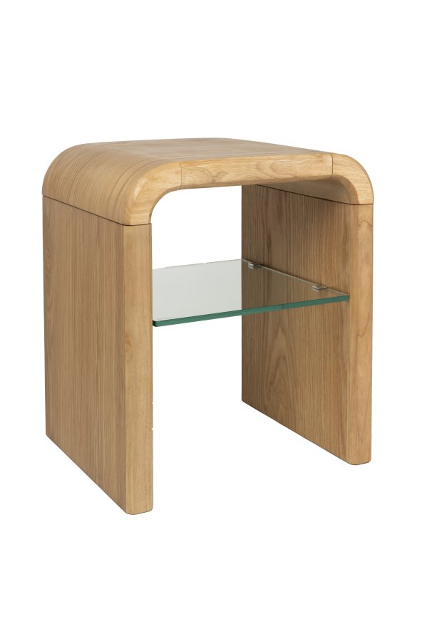 ZUIVER Brave sidebord, m. 1 hylle - naturlig eikefiner og gummitre (50x42)