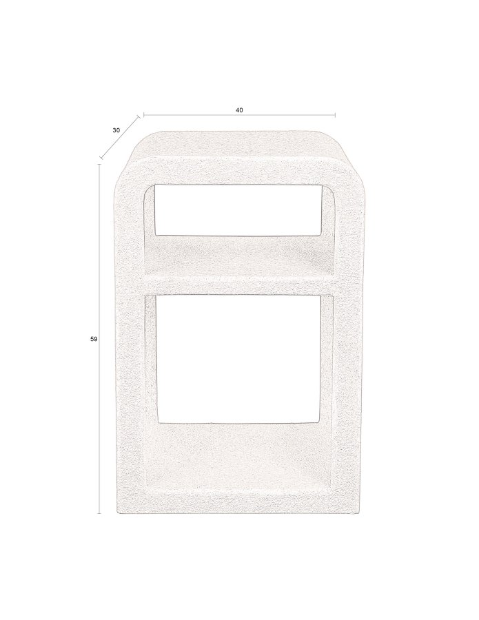 DUTCHBONE Veda nattbord, m. 1 hylle - beige resirkulert marmor (60x40)