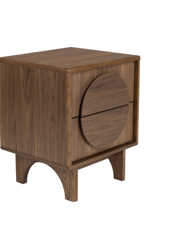 ZUIVER sidebord, m. 2 skuffer - brun valnttfinish og ask (45x40)