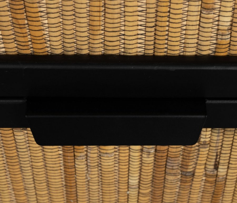 DUTCHBONE Yasu nattbord, m. 1 hylle og 2 skuffer - naturlig rotting og svart tre/jern (45x35)