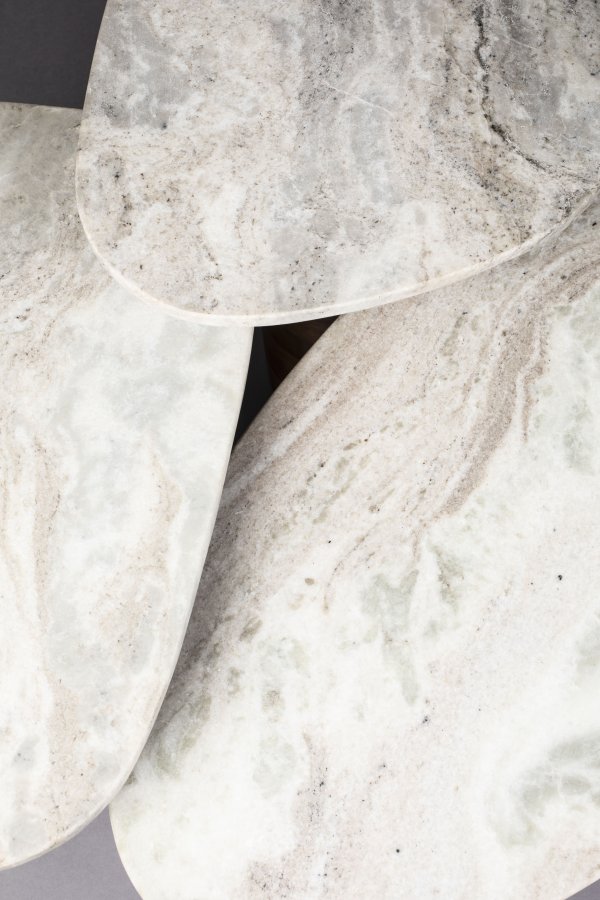 DUTCHBONE Suki sidebord - grbrun marmor og brunt mangotre (sett med 3)