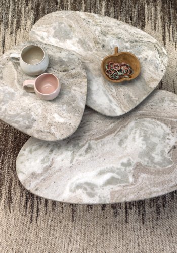 DUTCHBONE Suki sidebord - grbrun marmor og brunt mangotre (sett med 3)