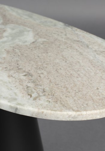DUTCHBONE Jared Couchtisch, oval – Marmor und schwarzes Eisen (70x35)