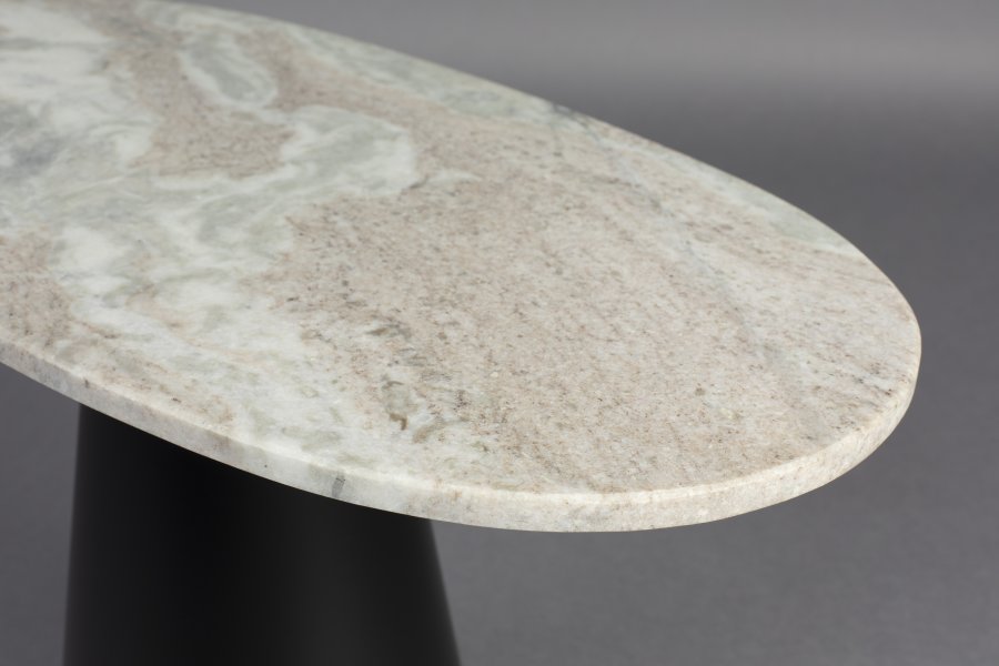 DUTCHBONE Jared Couchtisch, oval – Marmor und schwarzes Eisen (70x35)