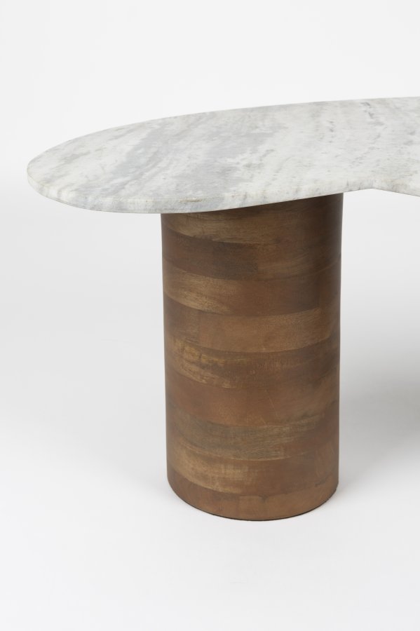 WHITE LABEL LIVING Peli salongbord, organisk - beige marmor og brunt mangotre (84x48)