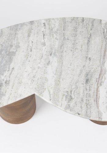 WHITE LABEL LIVING Peli salongbord, organisk - beige marmor og brunt mangotre (84x48)