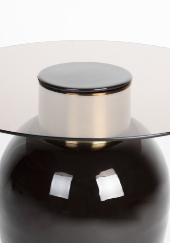 WHITE LABEL LIVING Mohra S sidebord, rundt - rkt glass og brun emalje (50)