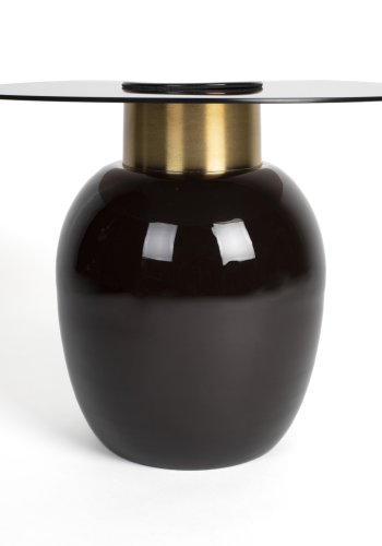 WHITE LABEL LIVING Mohra S sidebord, rundt - rkt glass og brun emalje (50)