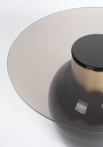 WHITE LABEL LIVING Mohra S sidebord, rundt - rkt glass og brun emalje (50)