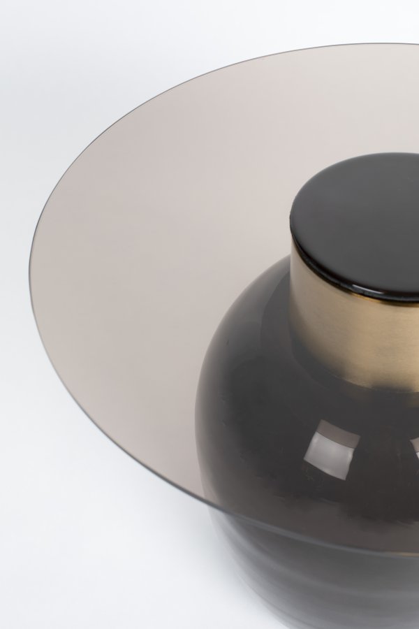 WHITE LABEL LIVING Mohra S sidebord, rundt - rkt glass og brun emalje (50)