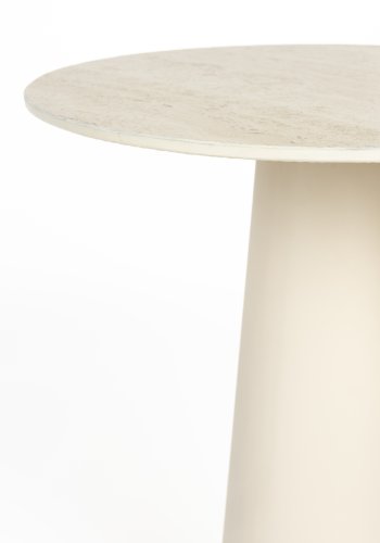 WHITE LABEL LIVING Joya sidebord, Lavt, rundt - beige keramikk/jern (40)