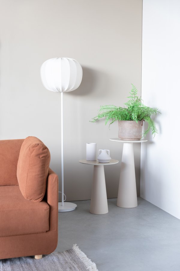 WHITE LABEL LIVING Joya sidebord, Hyt, rundt - beige keramikk/jern (40)