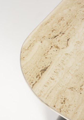 WHITE LABEL LIVING Baru sidebord - beige keramikk og svart jern (sett med 2)