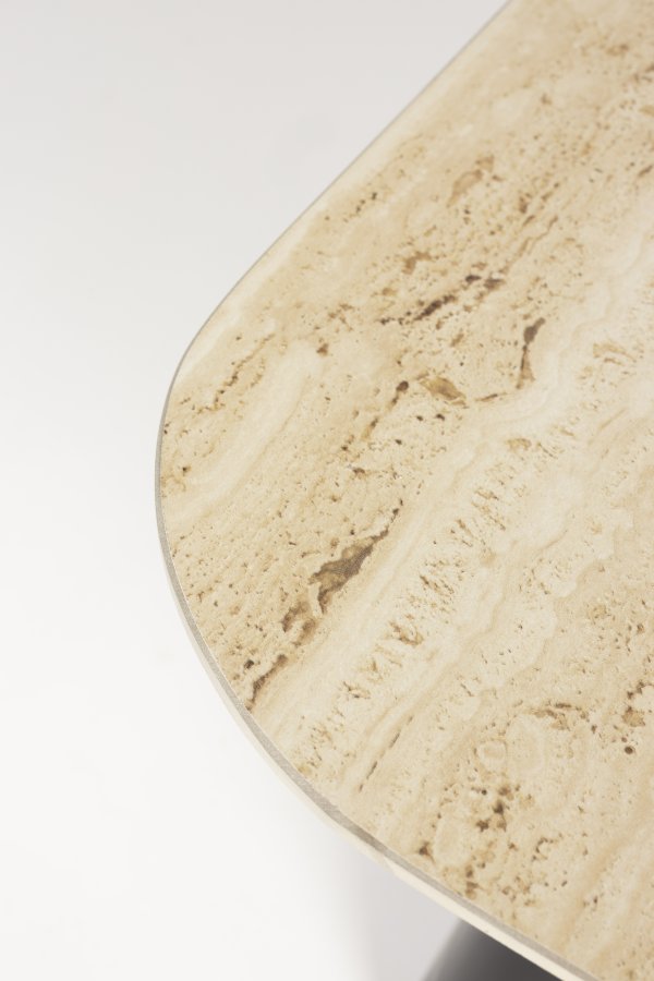 WHITE LABEL LIVING Baru sidebord - beige keramikk og svart jern (sett med 2)