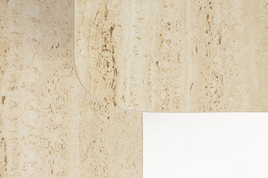 WHITE LABEL LIVING Baru sidebord - beige keramikk og svart jern (sett med 2)