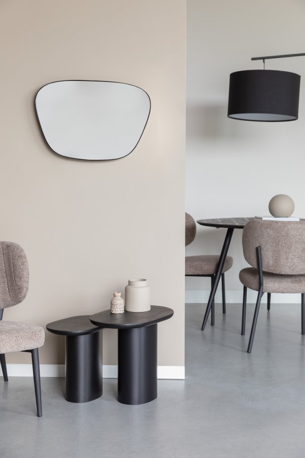 WHITE LABEL LIVING Bela sidebord - svart mangotre og svart jern (sett med 2)