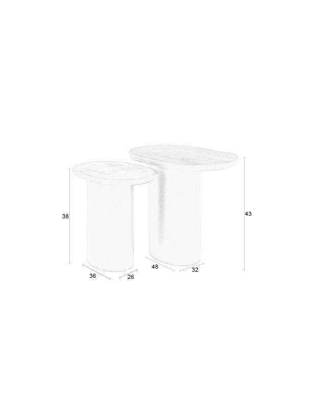 WHITE LABEL LIVING Bela sidebord - svart mangotre og svart jern (sett med 2)