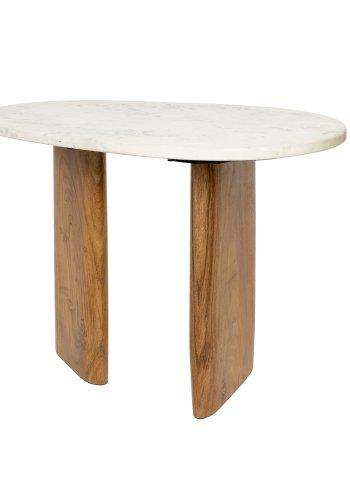 WHITE LABEL LIVING Tanda sidebord, kologisk - beige marmor og brunt akasietre (56x37)