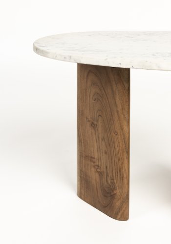 WHITE LABEL LIVING Tanda sidebord, kologisk - beige marmor og brunt akasietre (56x37)