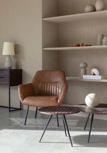 WHITE LABEL LIVING Webster salongbord og sidebord - brun resirkulert teak og jern (sett med 2)