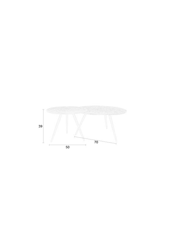 WHITE LABEL LIVING Webster salongbord og sidebord - brun resirkulert teak og jern (sett med 2)