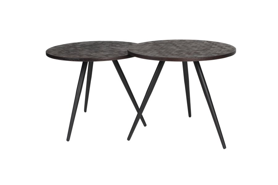 WHITE LABEL LIVING Webster sidebord - brun resirkulert teak og jern (sett med 2)