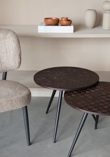 WHITE LABEL LIVING Webster sidebord - brun resirkulert teak og jern (sett med 2)