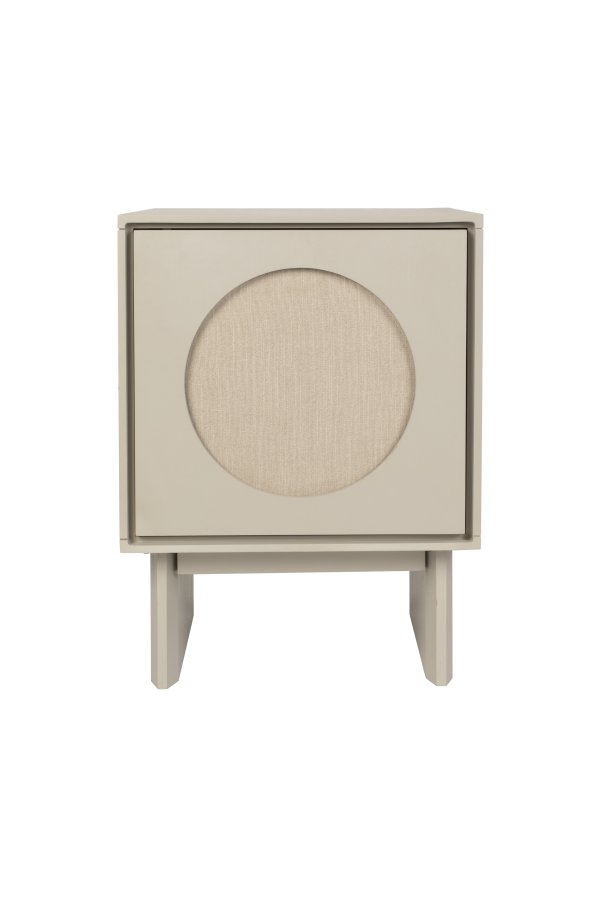 ZUIVER Twin nattbord, med 1 dr og 1 hylle - grtt stoff/akasietre (40x44)