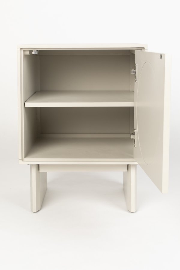 ZUIVER Twin nattbord, med 1 dr og 1 hylle - grtt stoff/akasietre (40x44)