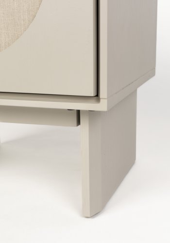 ZUIVER Twin nattbord, med 1 dr og 1 hylle - grtt stoff/akasietre (40x44)