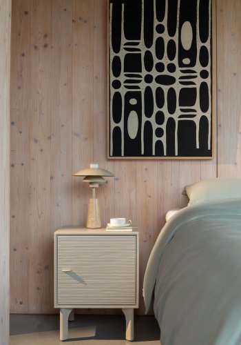 ZUIVER Morgen nattbord, m. 1 dr og 1 hylle - gr rotting/MDF/akasietre (40x45)