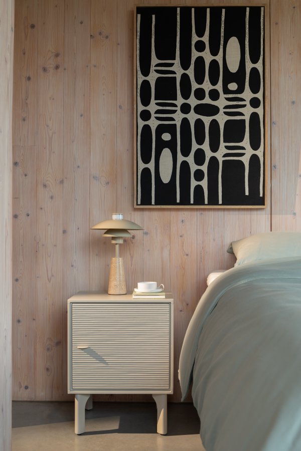 ZUIVER Morgen nattbord, m. 1 dr og 1 hylle - gr rotting/MDF/akasietre (40x45)