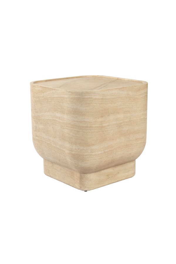 ZUIVER Noble sidebord, firkantet - betong i beige travertinlook (45x45)
