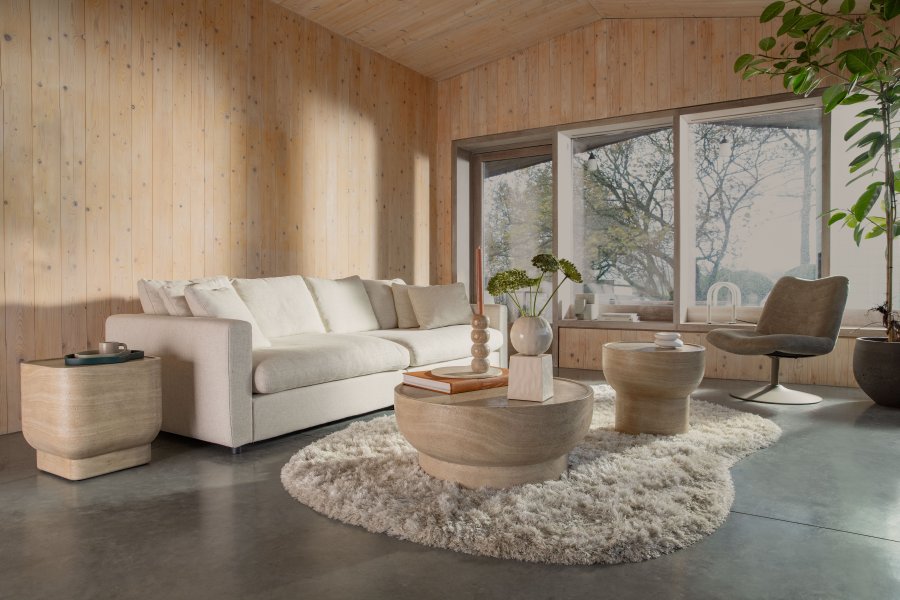 ZUIVER Noble sidebord, firkantet - betong i beige travertinlook (45x45)