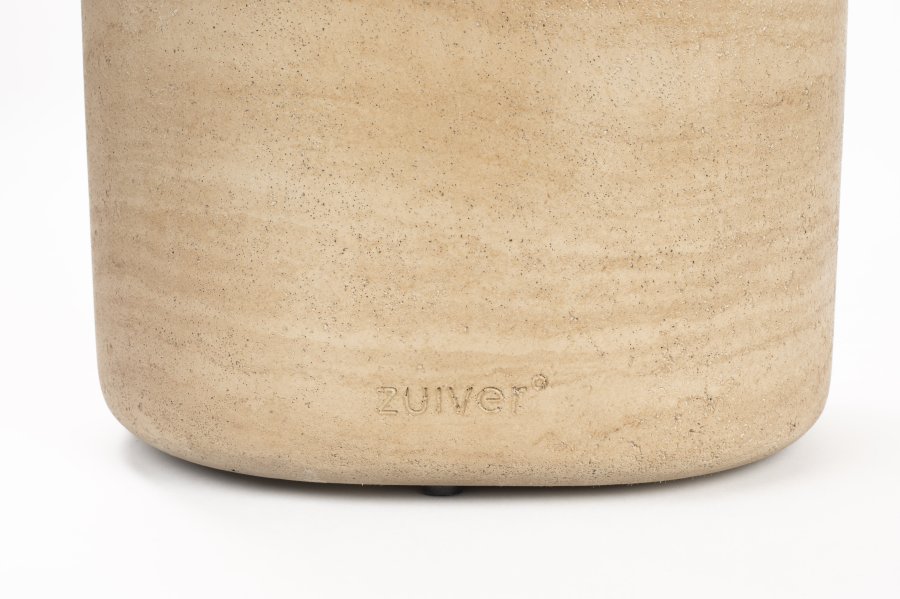 ZUIVER Noble sidebord, ovalt - beige betong med travertinlook (50x42)