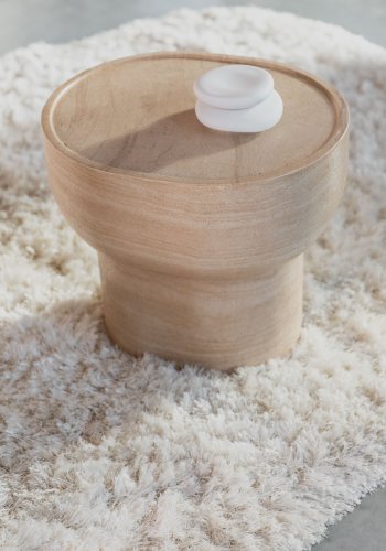 ZUIVER Noble sidebord, ovalt - beige betong med travertinlook (50x42)