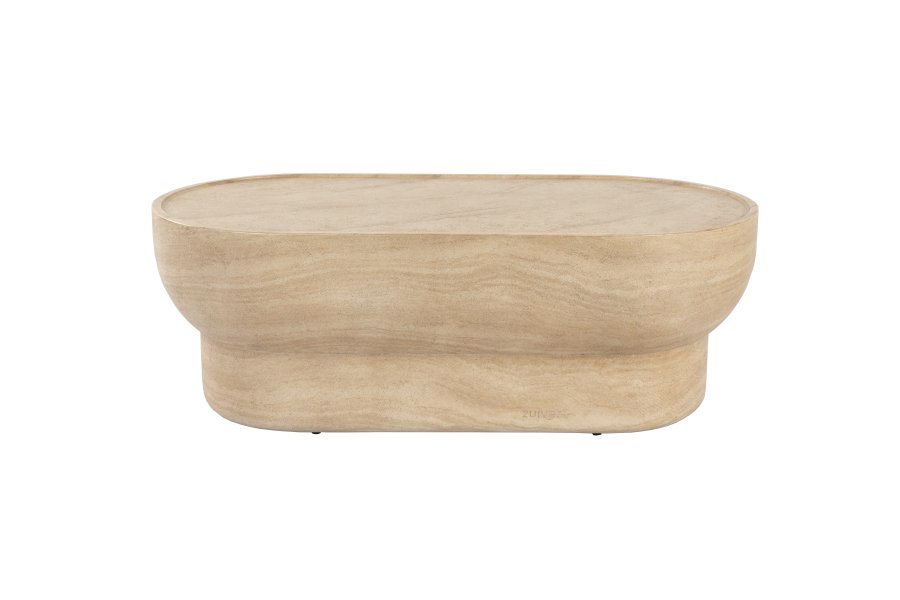 ZUIVER Noble salongbord, ovalt - beige betong med travertinlook (100x50)