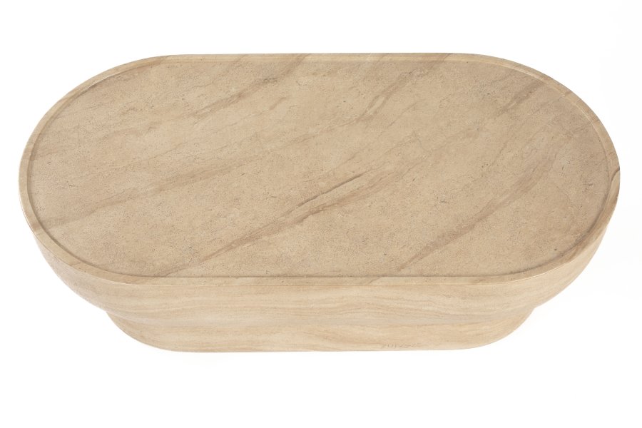 ZUIVER Noble salongbord, ovalt - beige betong med travertinlook (100x50)