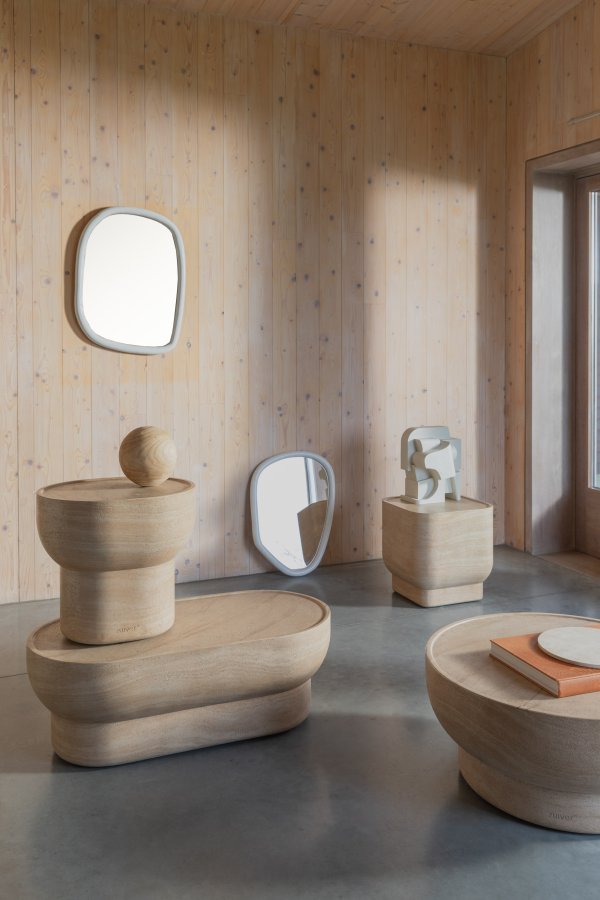 ZUIVER Noble salongbord, ovalt - beige betong med travertinlook (100x50)