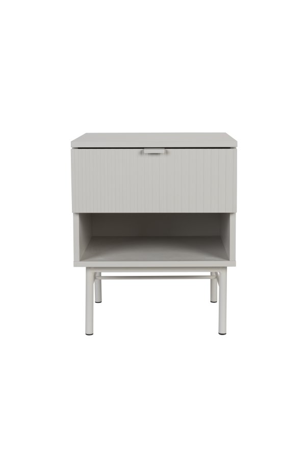 WHITE LABEL LIVING Cayo sidebord, m. 1 skuffe og 1 rum - hvid MDF og beige jern (41x40)