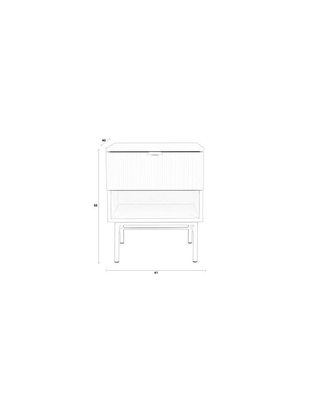 WHITE LABEL LIVING Cayo sidebord, m. 1 skuffe og 1 rum - hvid MDF og beige jern (41x40)