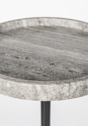 ZUIVER Cocktail sidebord, rundt - gr marmor og svart jern (25)
