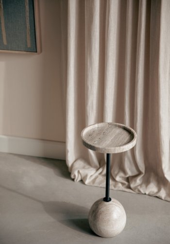 ZUIVER Cocktail sidebord, rundt - gr marmor og svart jern (25)