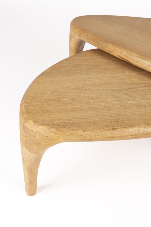 ZUIVER Isla salongbord - naturlig eikefiner (sett med 2)