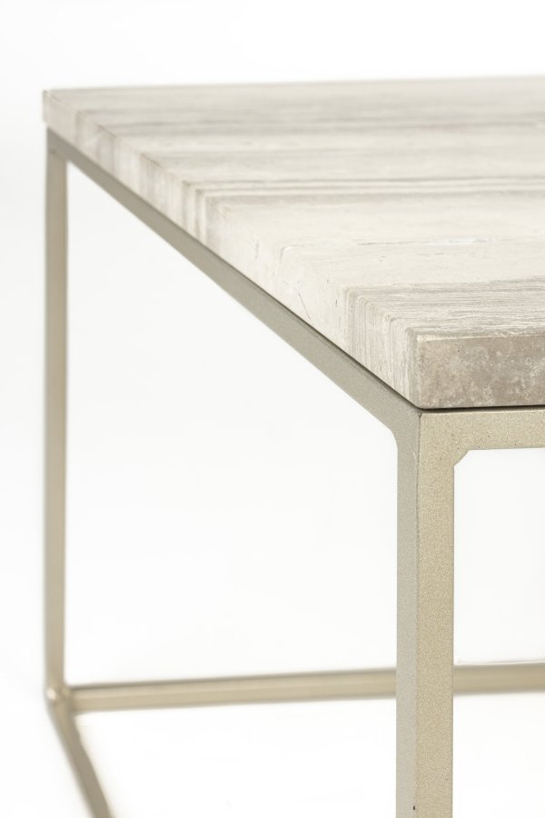 ZUIVER Stray sofabord, rektangulrt - gr marmor og grtt jern (91x41)