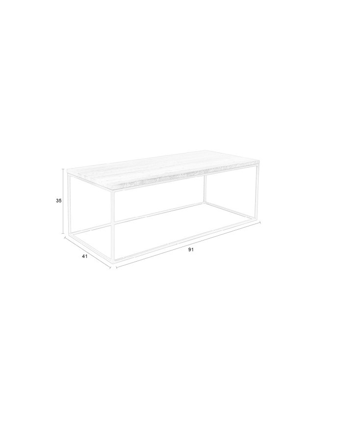 ZUIVER Stray sofabord, rektangulrt - gr marmor og grtt jern (91x41)