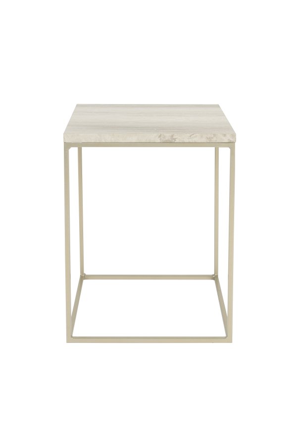 ZUIVER Stray sidebord, firkantet - gr marmor og grtt jern (35x35)