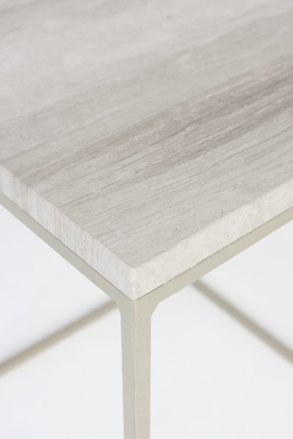 ZUIVER Stray sidebord, firkantet - gr marmor og grtt jern (35x35)