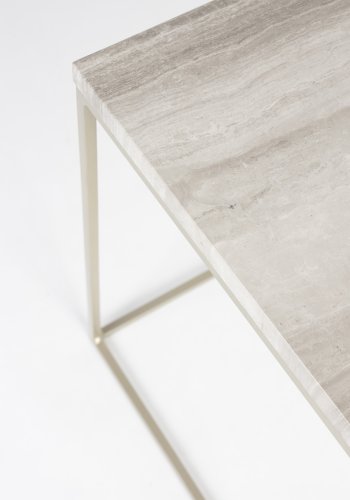 ZUIVER Stray sidebord, firkantet - gr marmor og grtt jern (35x35)